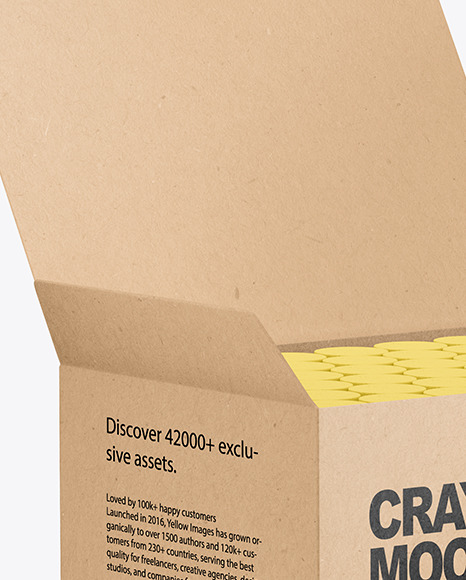 Kraft Paper Box with Crayons Mockup PSD #1