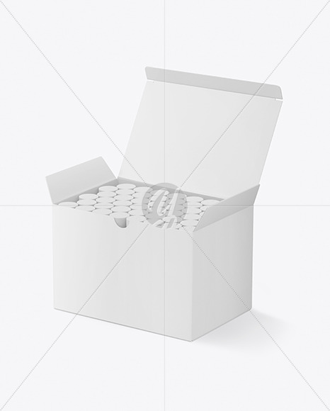 Paper Box with Crayons Mockup PSD #3