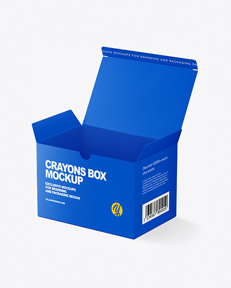 Paper Box with Crayons Mockup PSD #2