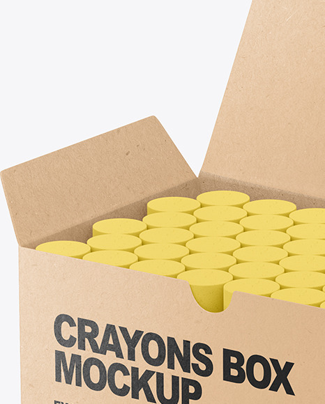 Kraft Paper Box with Crayons Mockup PSD #4