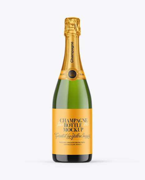 Green Glass Champagne Bottle Mockup