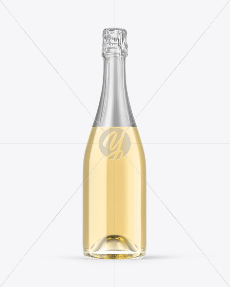 Clear Glass White Champagne Bottle Mockup PSD #3