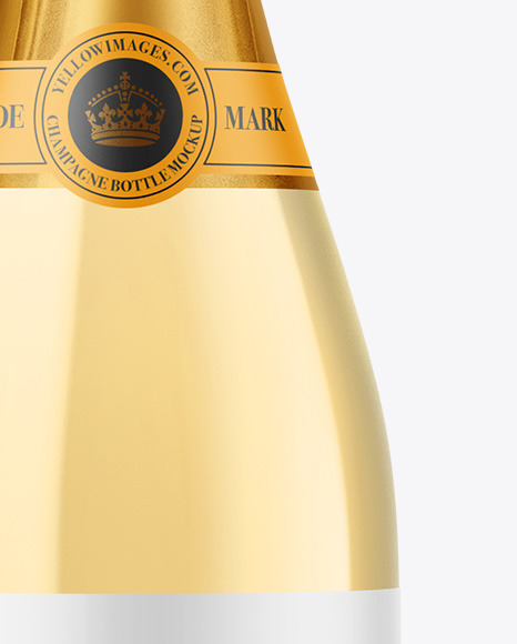 Clear Glass White Champagne Bottle Mockup PSD #1