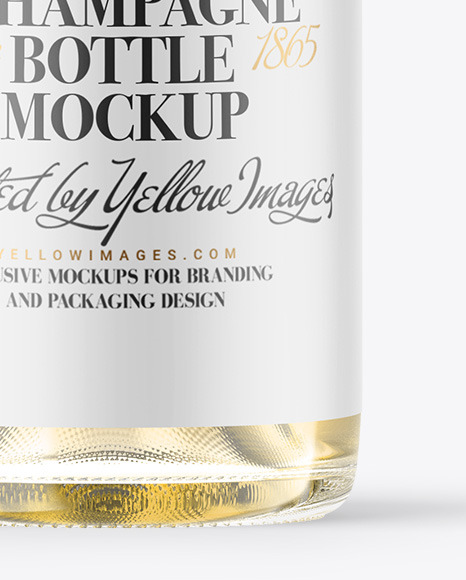 Clear Glass White Champagne Bottle Mockup PSD #6