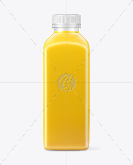 Get Square Orange Juice Bottle With Condensation Mockup Packaging