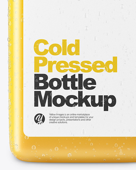 Square Orange Juice Bottle with Condensation Mockup PSD #5