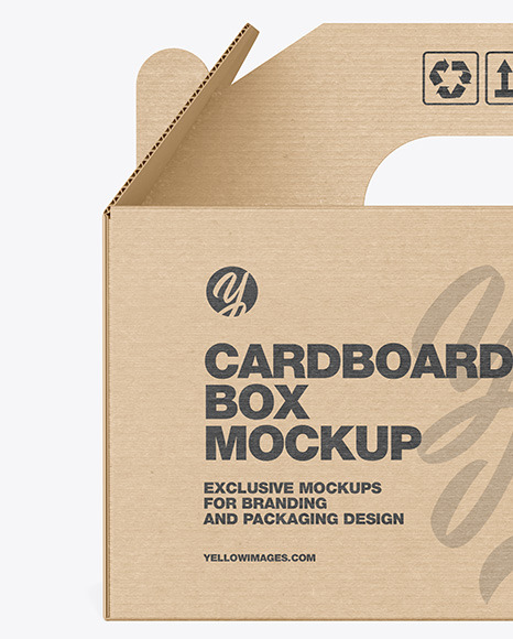 Kraft Cardboard Box w/ Handle Mockup box with handle 91090