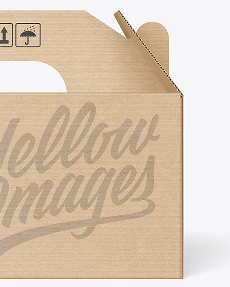 Kraft Cardboard Box w/ Handle Mockup cardboard 91091