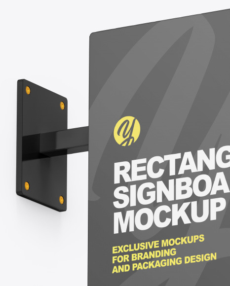 Plastic Rectangular Signboard Mockup PSD #2