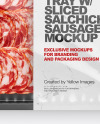 Plastic Tray With Glossy Film & Salchichon Sausage Mockup