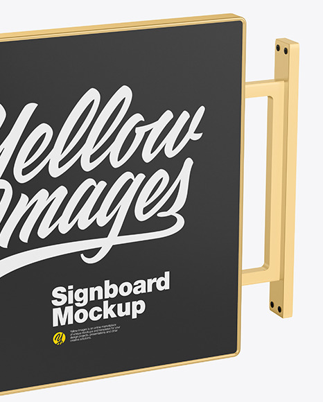 Metallic Signboard Mockup PSD #4