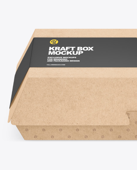 Kraft Food Box w  Label Mockup PSD #2