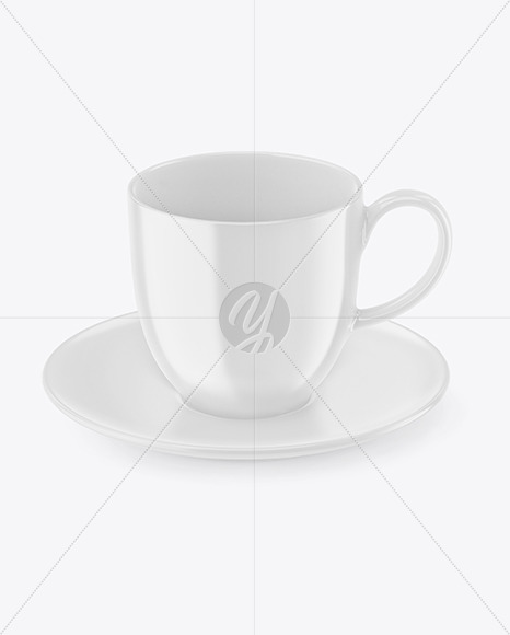Glossy Coffee Cup w  Plate Mockup PSD #3