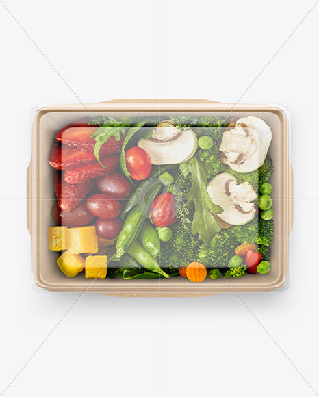 Paper Food Container With Vegan Lunch Mockup PSD #1