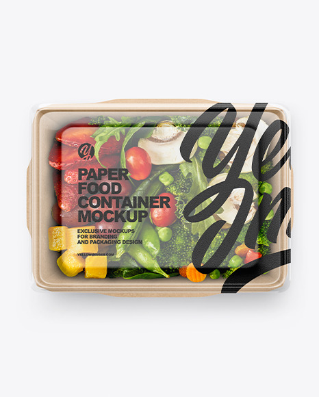 Paper Food Container With Vegan Lunch Mockup PSD #4