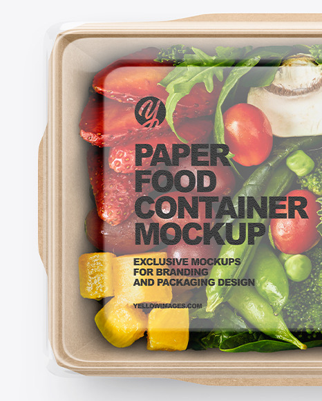 Paper Food Container With Vegan Lunch Mockup PSD #6