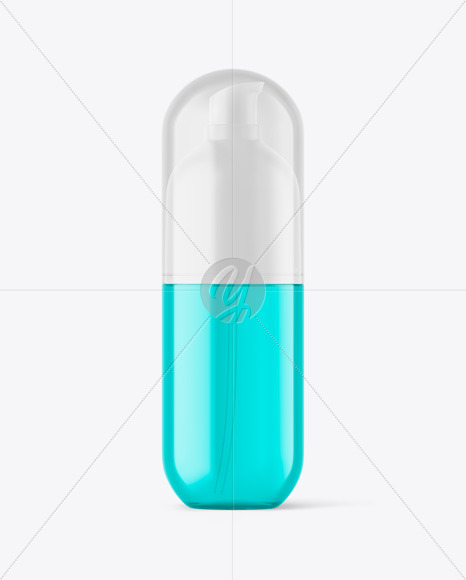 Clear Cosmetic Bottle with Pump Mockup PSD #1