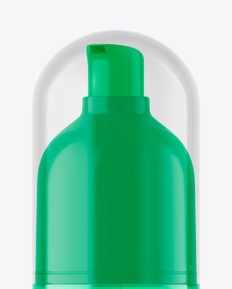 Clear Cosmetic Bottle with Pump Mockup PSD #4