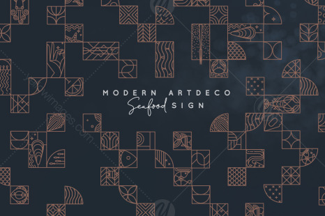Modern Art Deco Seafood Art