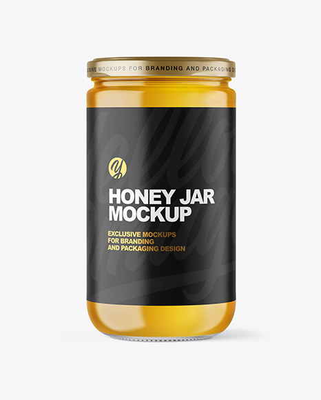 Clear Glass Jar with Honey Mockup