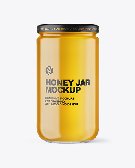 Clear Glass Jar with Honey Mockup PSD #2