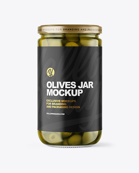 Clear Glass Jar with Olives Mockup