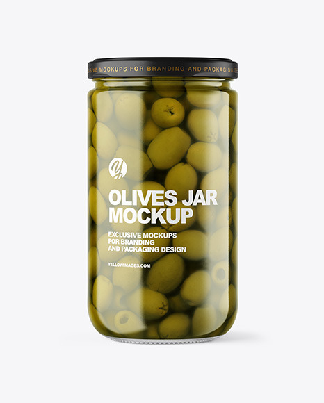 Clear Glass Jar with Olives Mockup PSD #2