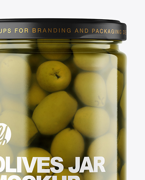 Clear Glass Jar with Olives Mockup PSD #1