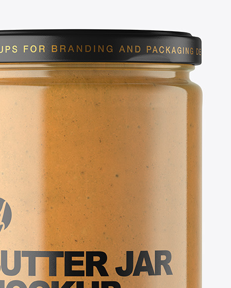 Clear Glass Jar with Peanut Butter Mockup PSD #1