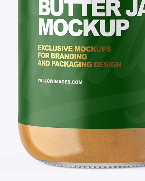 Clear Glass Jar with Peanut Butter Mockup PSD #7