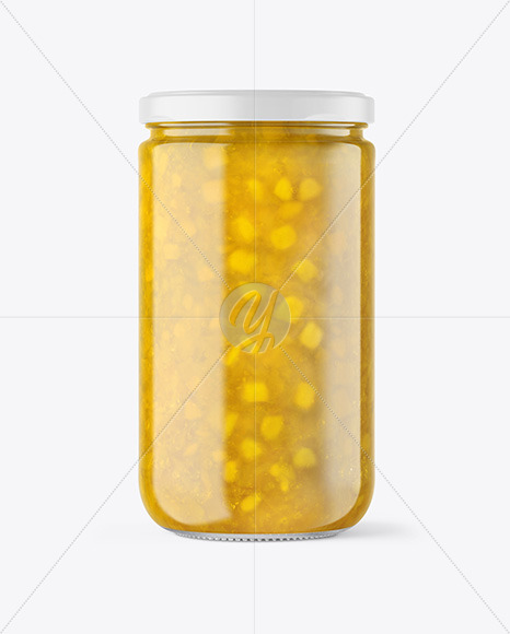 Clear Glass Jar with Pineapple jam Mockup PSD #3