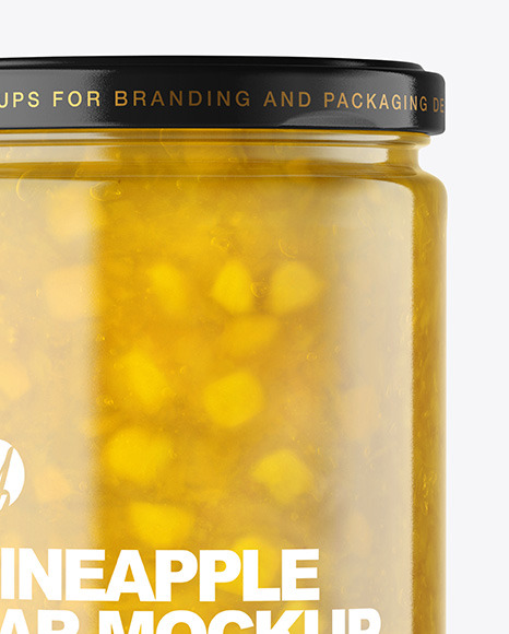 Clear Glass Jar with Pineapple jam Mockup PSD #6