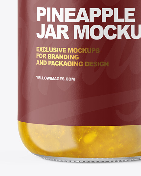 Clear Glass Jar with Pineapple jam Mockup PSD #7