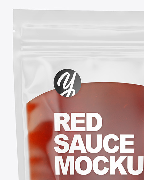 Clear Plastic Pouch w  Red Sauce Mockup PSD #1