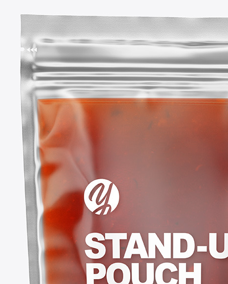 Clear Plastic Pouch w  Red Sauce Mockup PSD #6