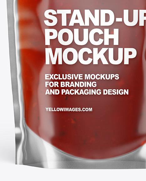 Clear Plastic Pouch w  Red Sauce Mockup PSD #5