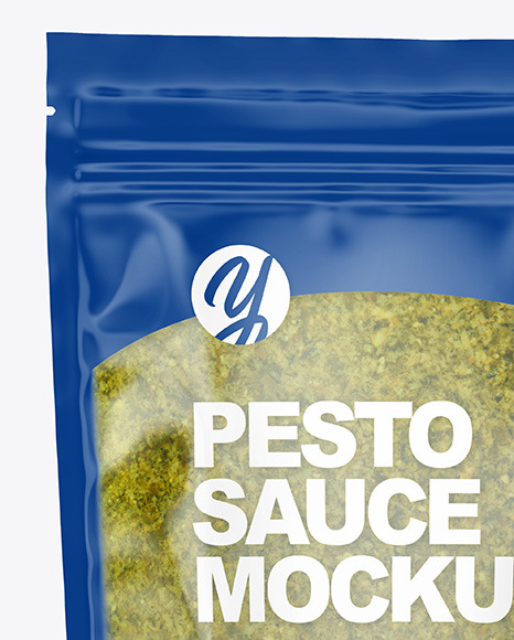 Clear Plastic Pouch w  Pesto Sauce Mockup PSD #1