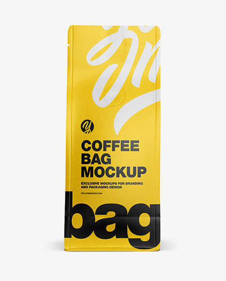 Matte Paper Coffee Bag with Valve Mockup PSD #2