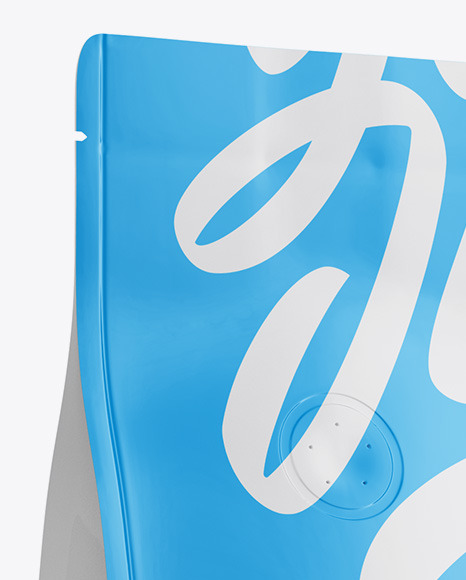 Glossy Coffee Bag with Valve Mockup PSD #2