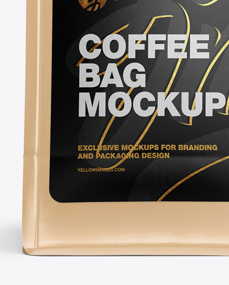 Glossy Coffee Bag with Valve Mockup PSD #7