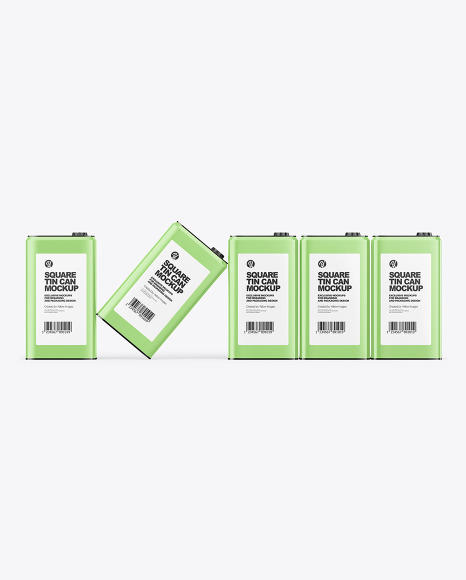 Five Glossy Tin Cans Mockup