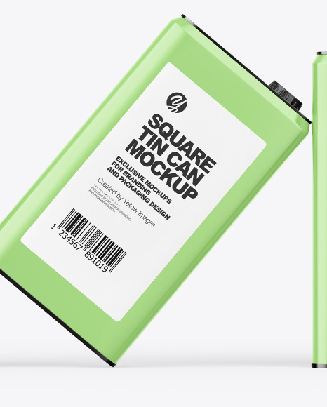 Five Glossy Tin Cans Mockup PSD #1