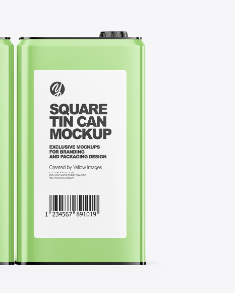 Five Glossy Tin Cans Mockup PSD #7