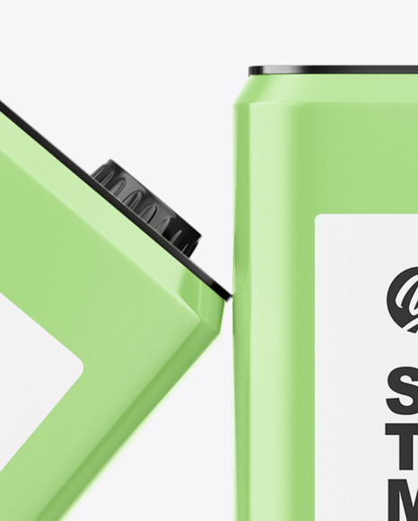 Five Glossy Tin Cans Mockup PSD #5