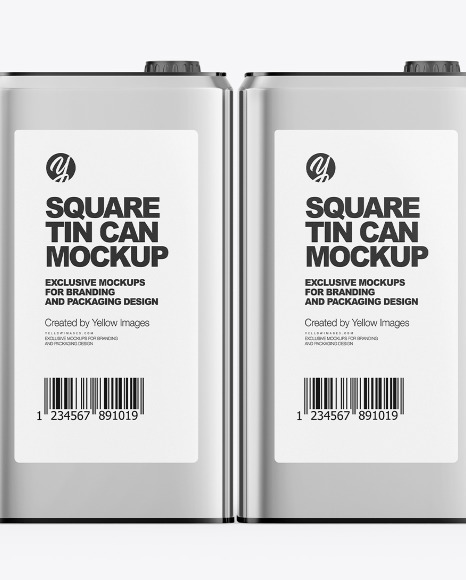 Five Metallic Tin Cans Mockup PSD #6