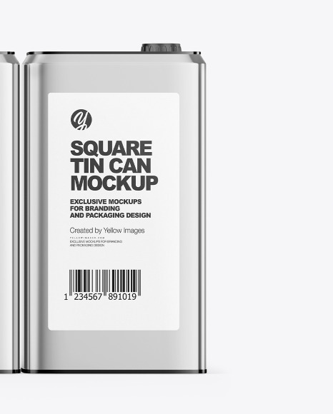 Five Metallic Tin Cans Mockup PSD #7