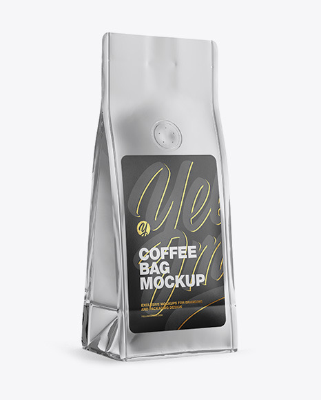 Glossy Metallic Coffee Bag with Valve Mockup PSD #6