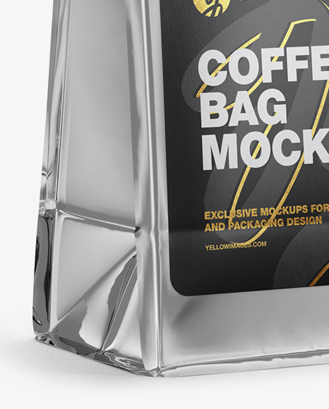 Glossy Metallic Coffee Bag with Valve Mockup PSD #7