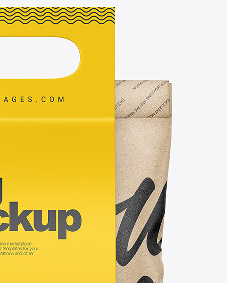 Kraft Paper Bag with Matte Paper Handle Mockup PSD #4