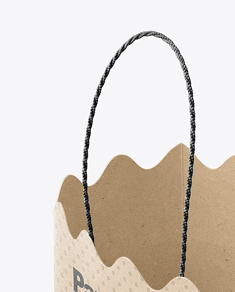 Empty Kraft Paper Basket with Handles Mockup PSD #2
